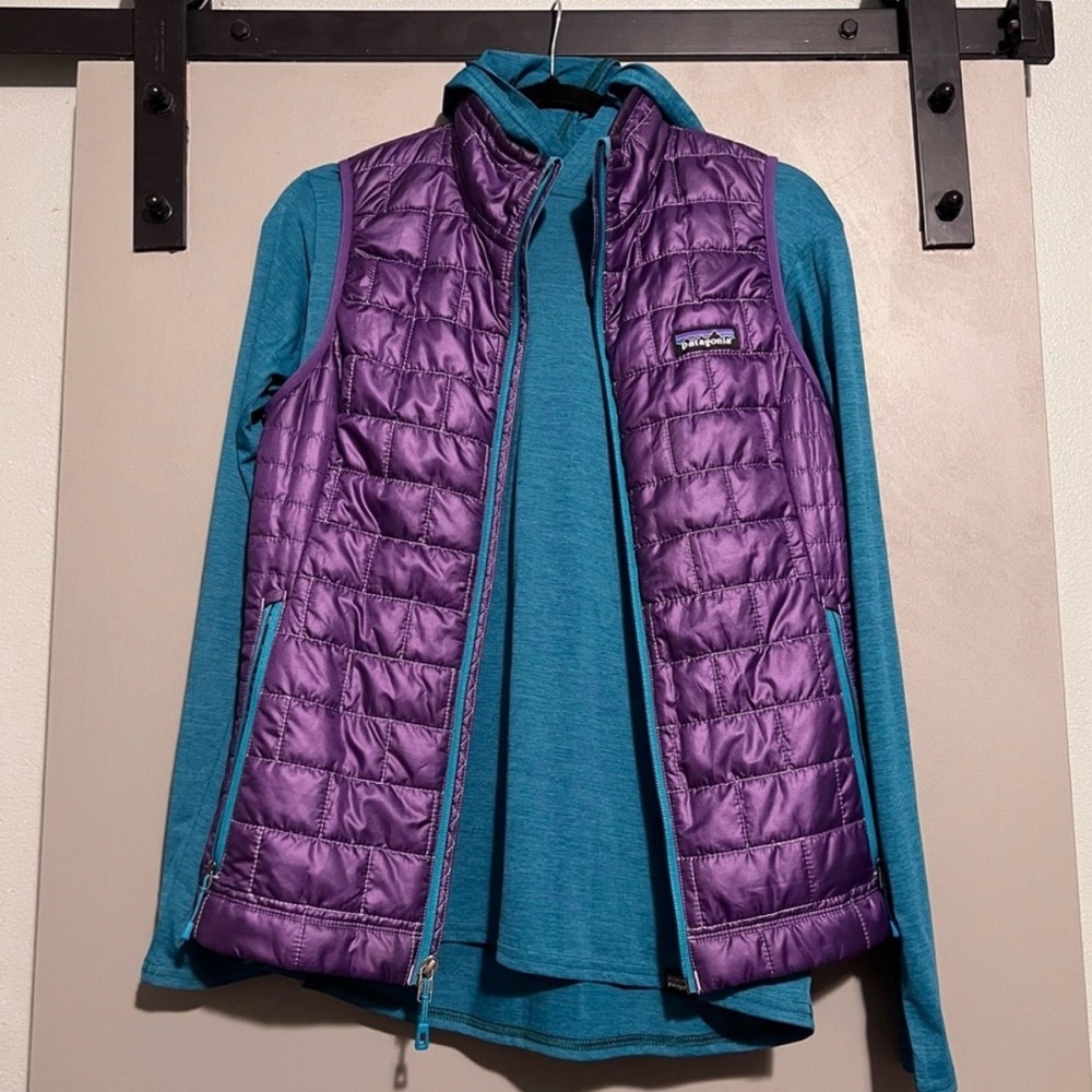 LAST CHANCE CLOSET CLOSING Patagonia Nano Puff Vest Shirt Purple Teal Turquoise